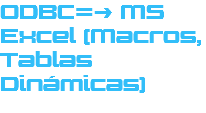 ODBC=> MS Excel (Macros, Tablas Dinámicas)